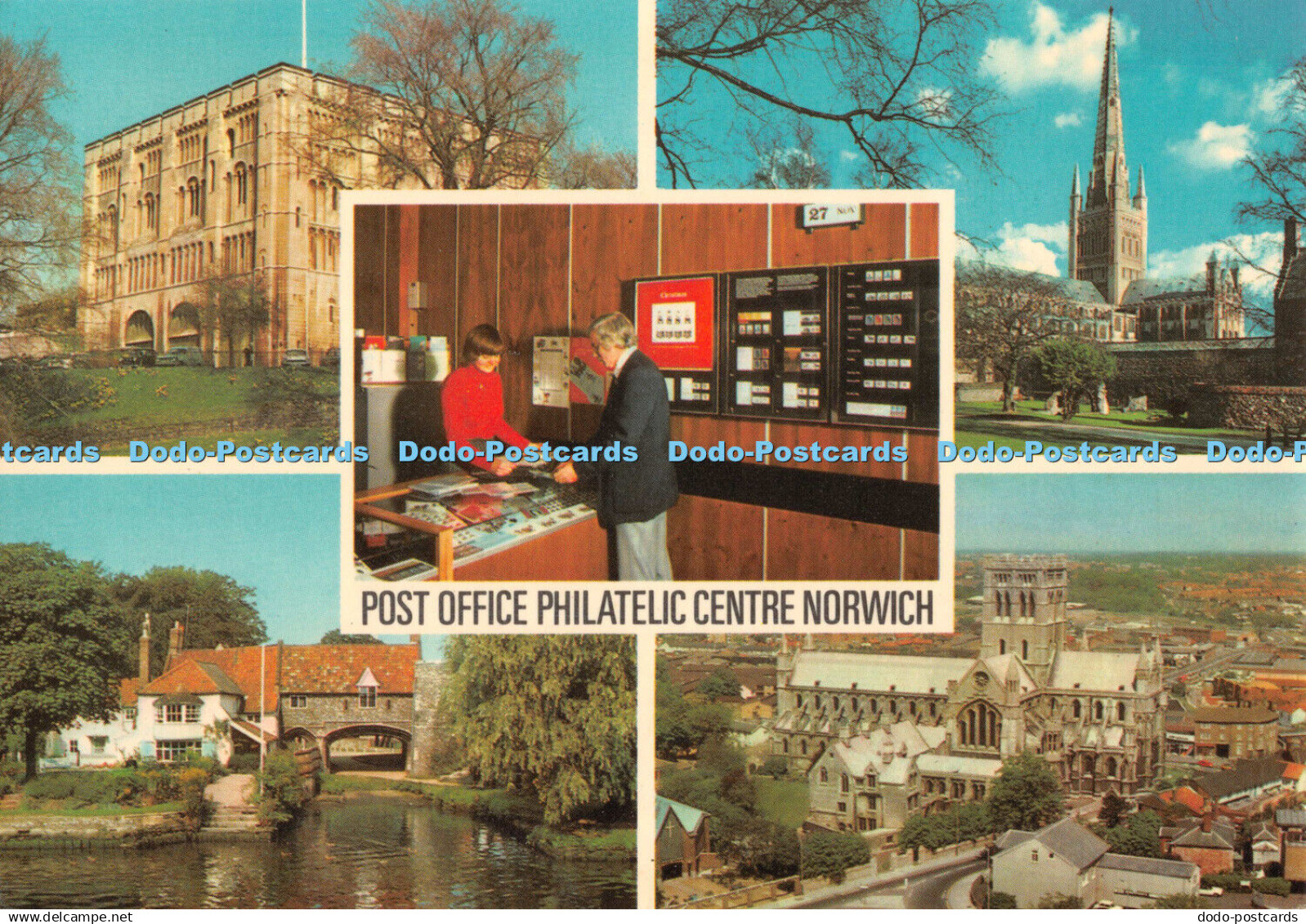 D108500 Post Office Philatelic Centre Norwich. Norwich Castle. Norwich Cathedral