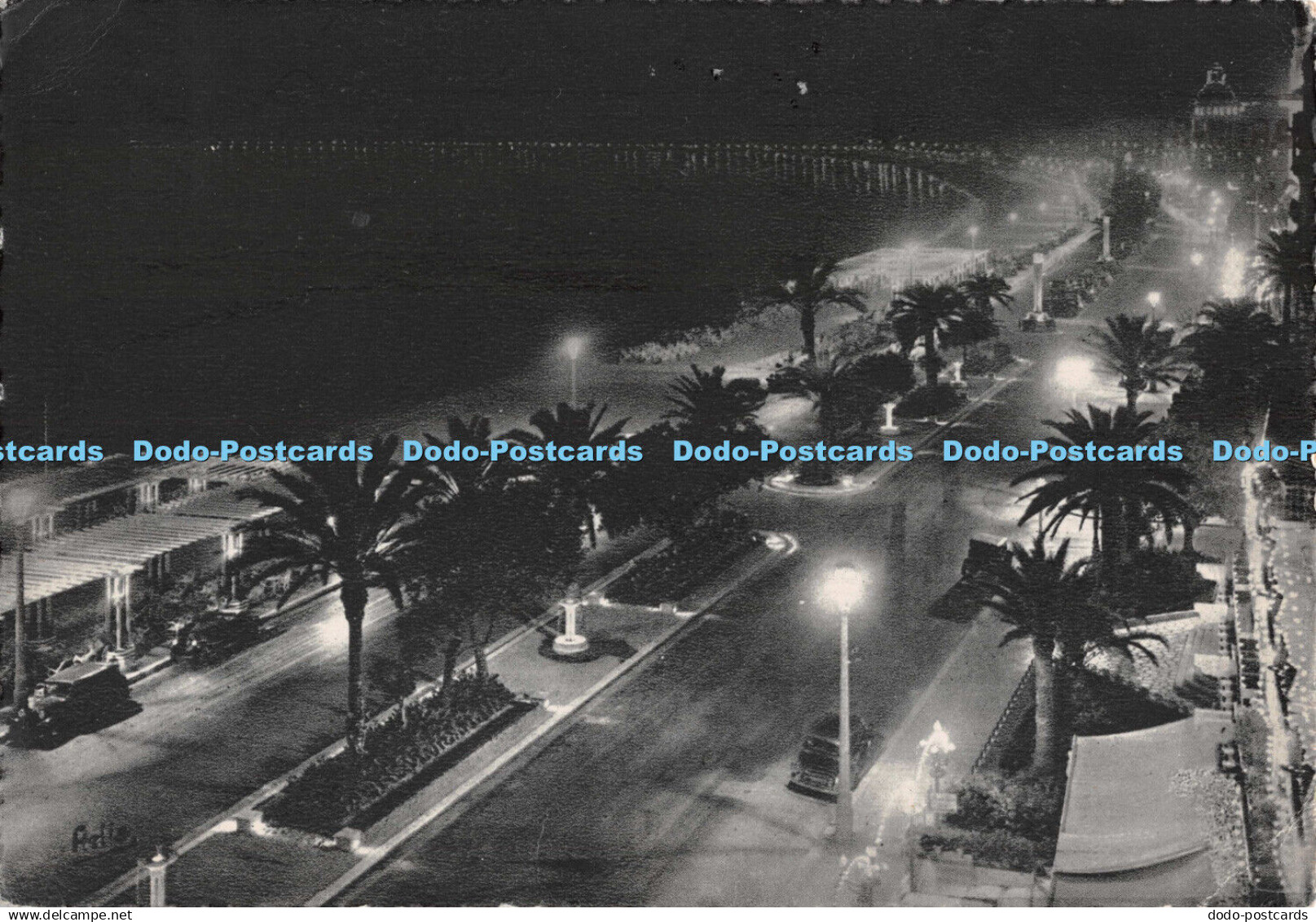 D119142 Nice la Nuit. La Promenade des Anglais. Rella. 1949