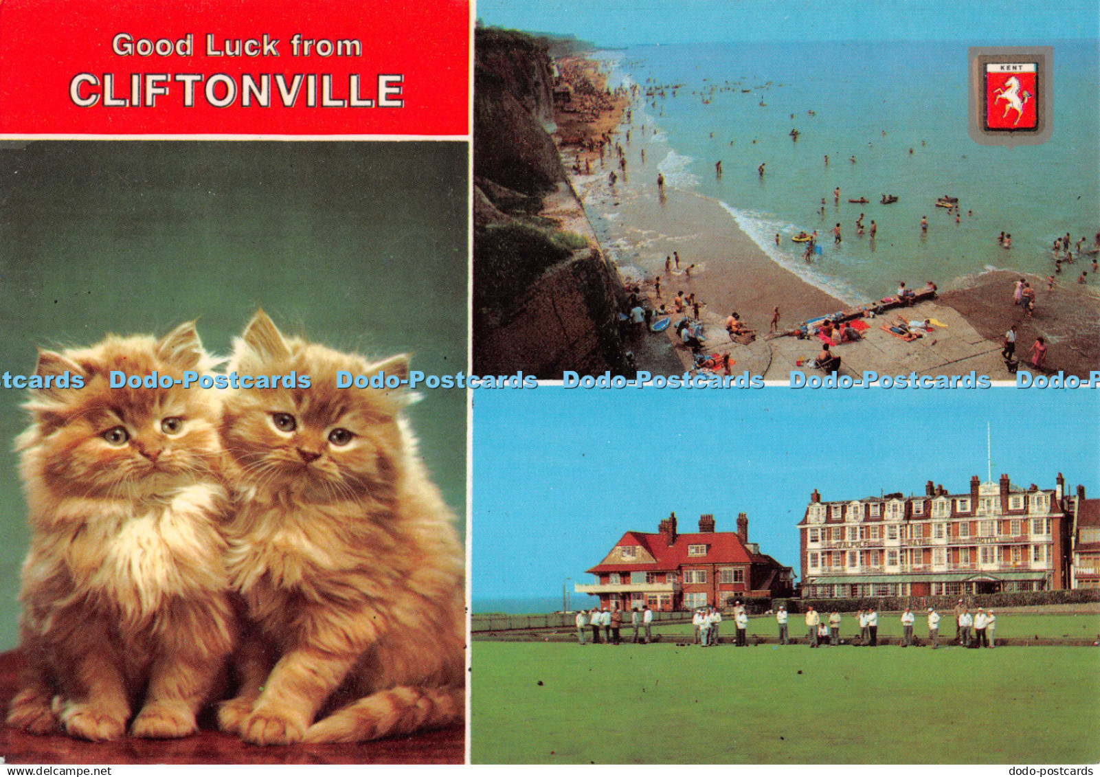 D126639 Good Luck from Cliftonville Walpole Bay Bowling Green Elgate Postcards M