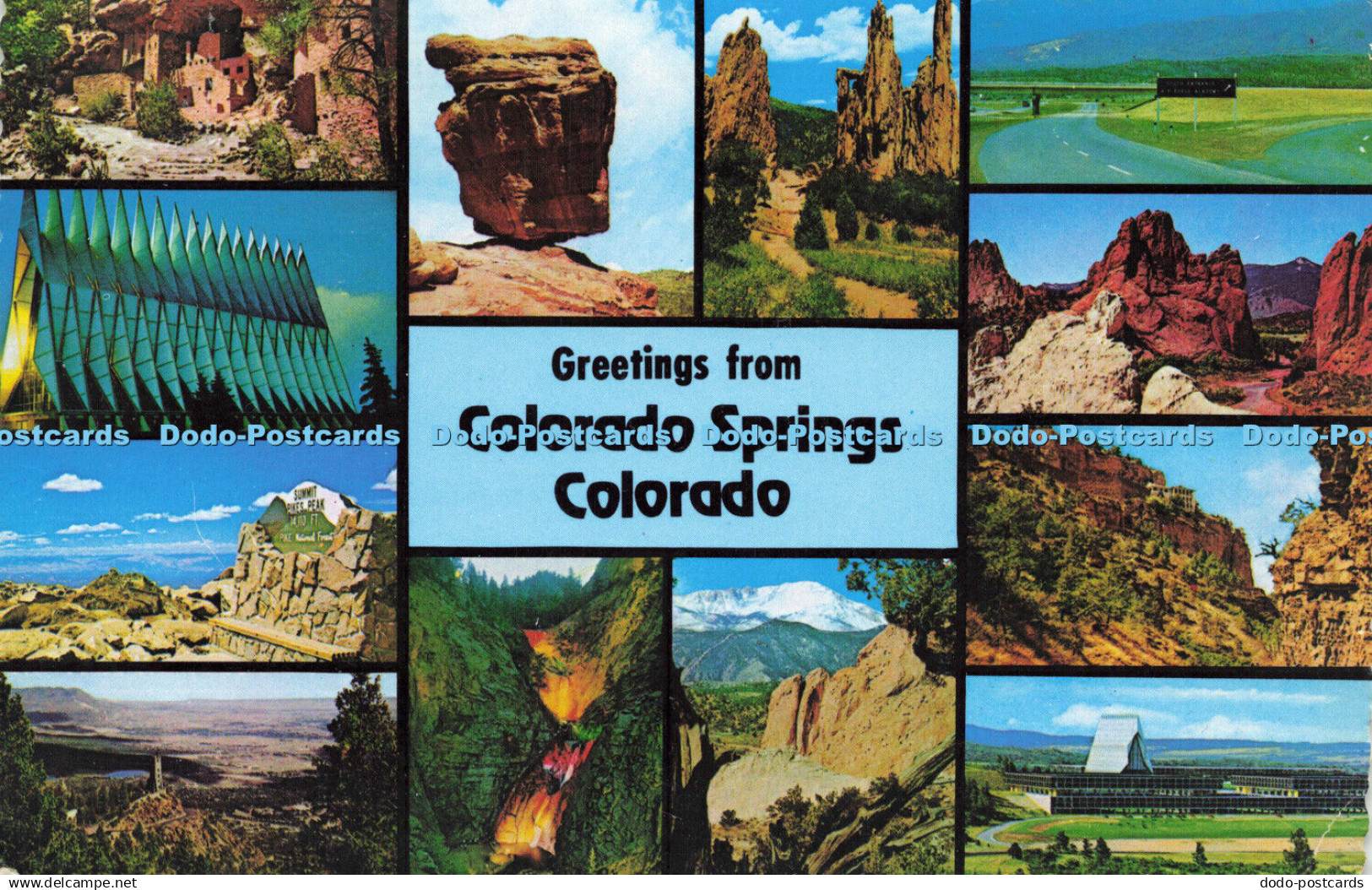 D176539 Greetings From Colorado Springs Colorado. Balanced Rock. Montezuma Castl