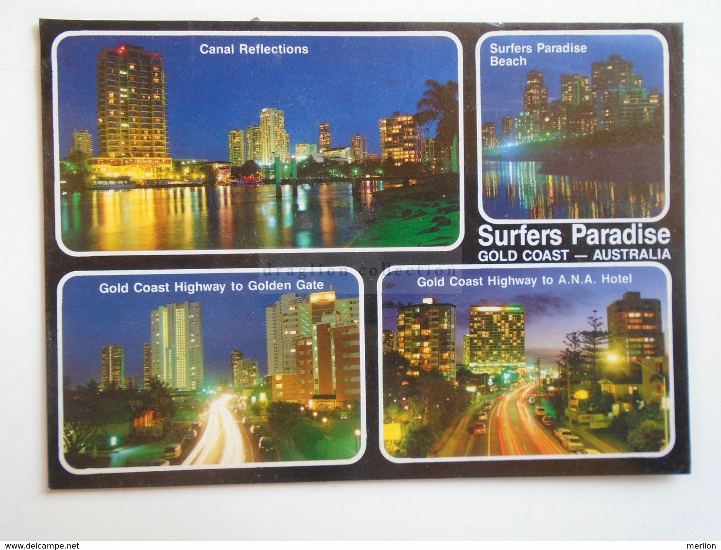 D181150 Australia Surfers Paradise Gold Coast - QLD -  ca 1980  night multiview postcard