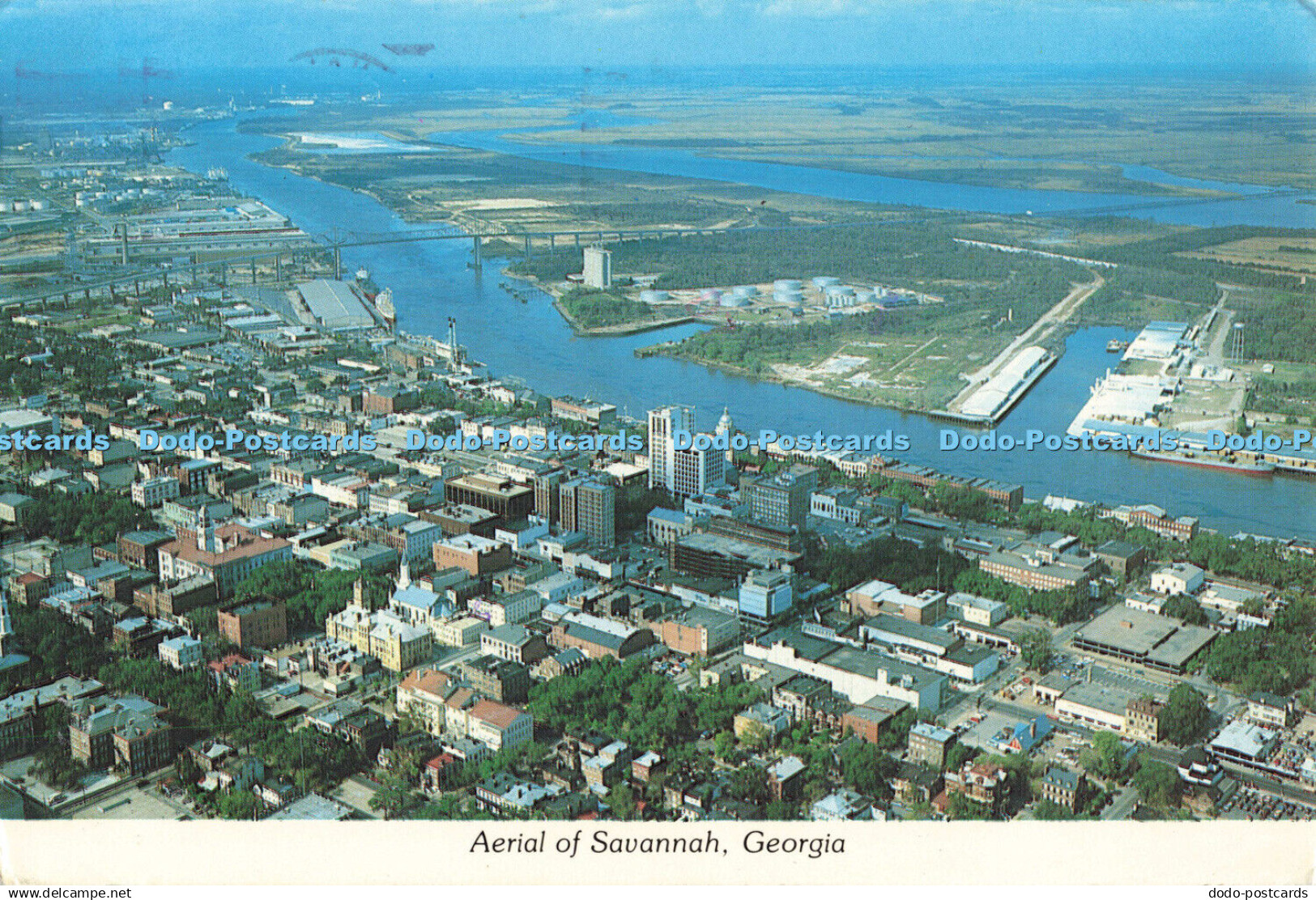 D188204 Georgia. Aerial of Savannah. Dixie News. Plastichrome. Bob Glander. 1982