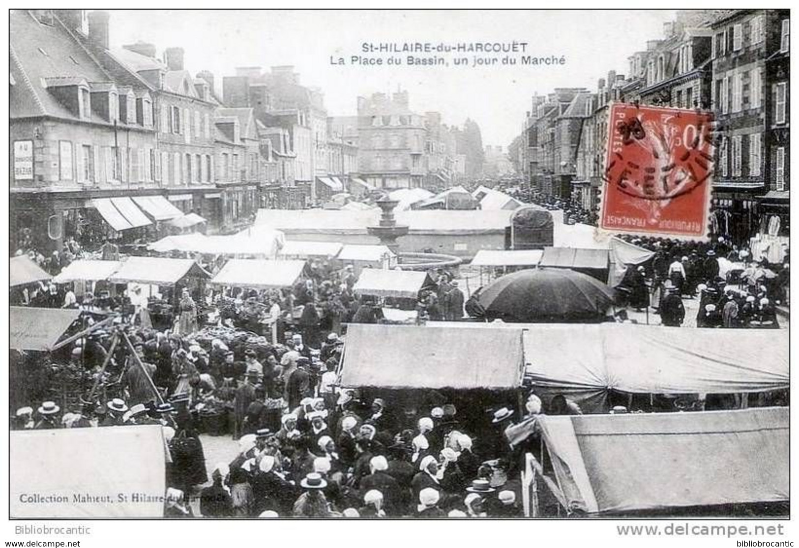 D50 SAINT HILAIRE DU HARCOUET < LA PLACE DU BASSIN, UN JOUR DE MARCHE