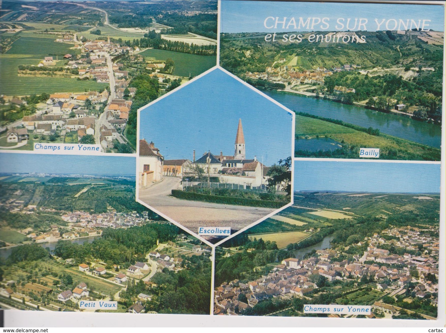 D89 - CHAMPS SUR YONNE - VUES DE CHAMPS - D'ESCOUVES - PETIT VAUX ET DE BAILLY - CPSM grand format - MULTIVUES