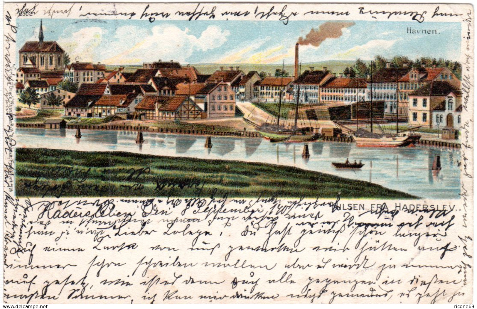 Dänemark, Hilsen fra HADERSLEV, 1902 gebr. Nordschleswig Litho-AK