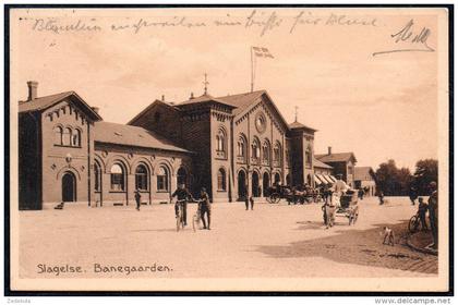1715 - uden porto - gammelt postkort - Slagelse Banegaarden Railway Station Gare 1914
