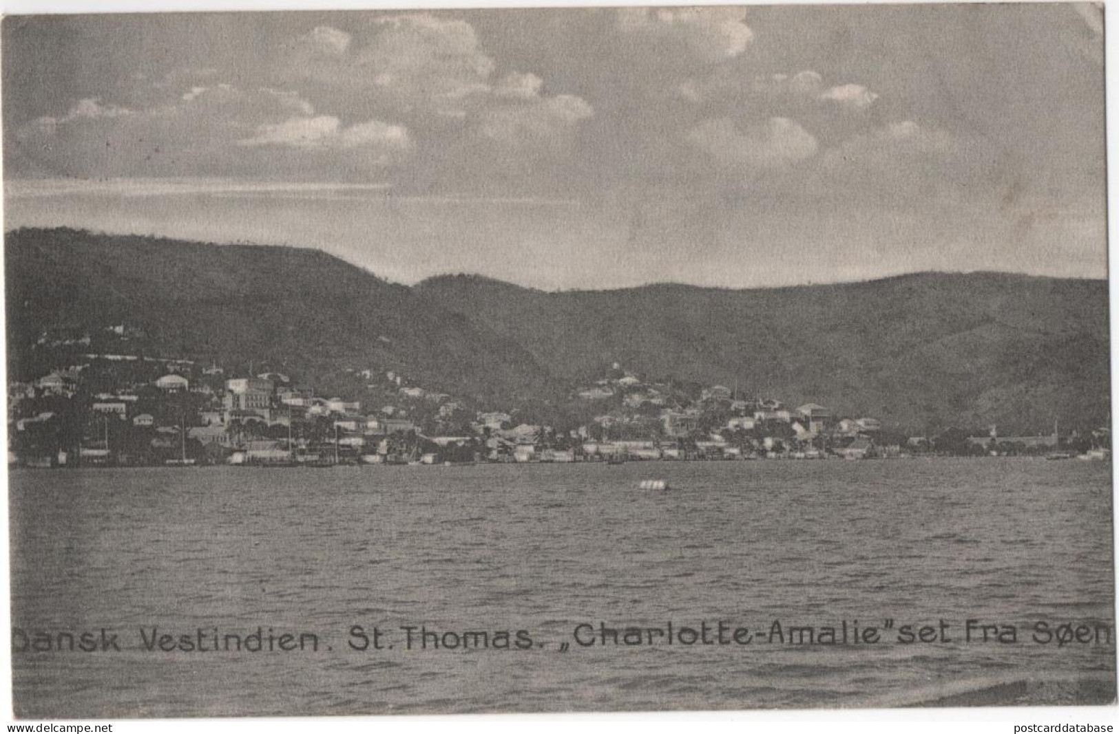 Dansk Vestindien - St. Thomas - Charlotte Amalie set fra soen