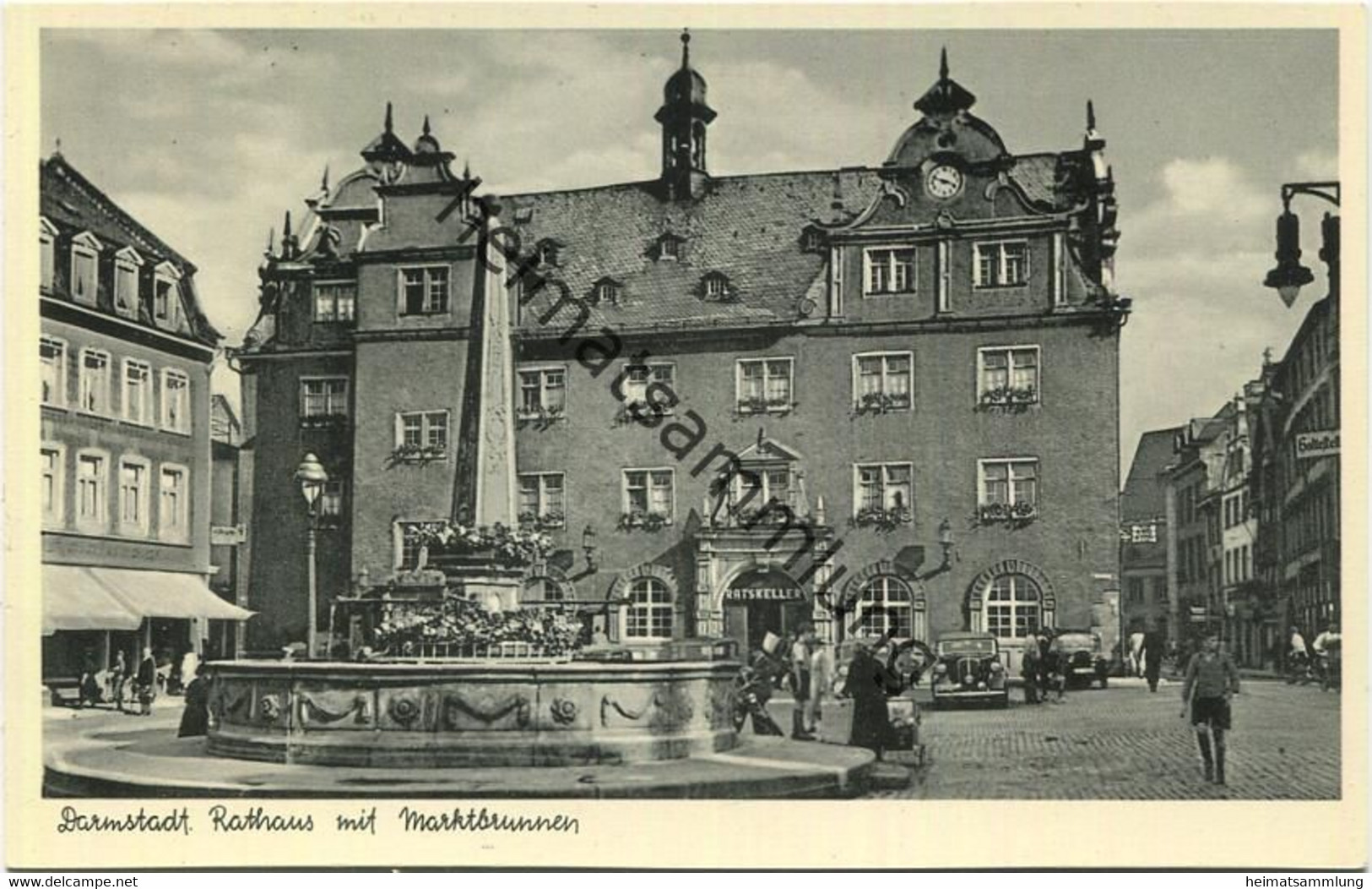 Darmstadt - Rathaus mit Marktbrunnen - Verlag Wilh. Gerling Darmstadt