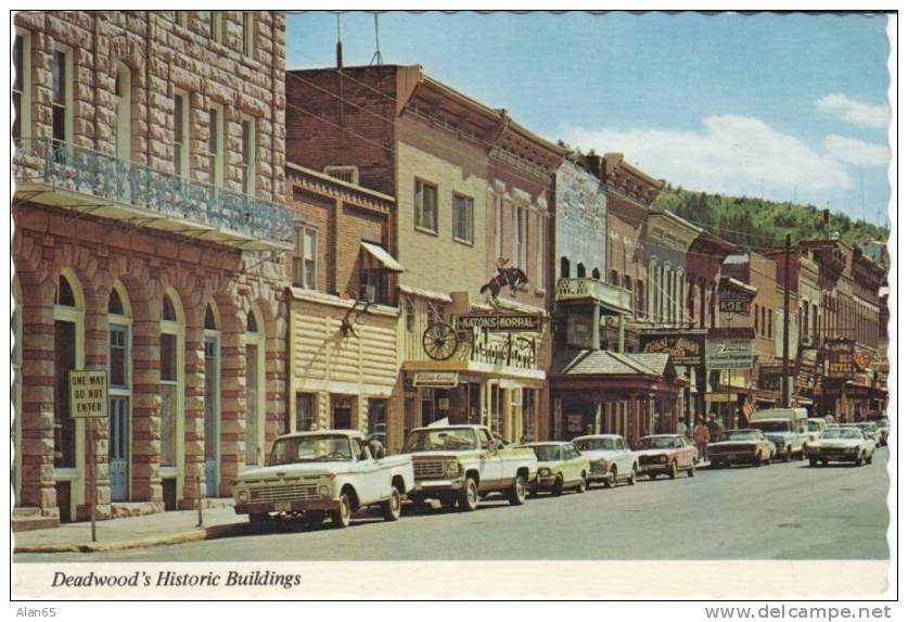 Deadwood SD South Dakota, Street Scene Historic District, Auto, c1970s Vintage Postcard