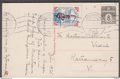 1925. GRØNLAND. Postcard (drawing of small girl washing signed Stibolt 19) with 8 øre wavy line and the se... - JF524496