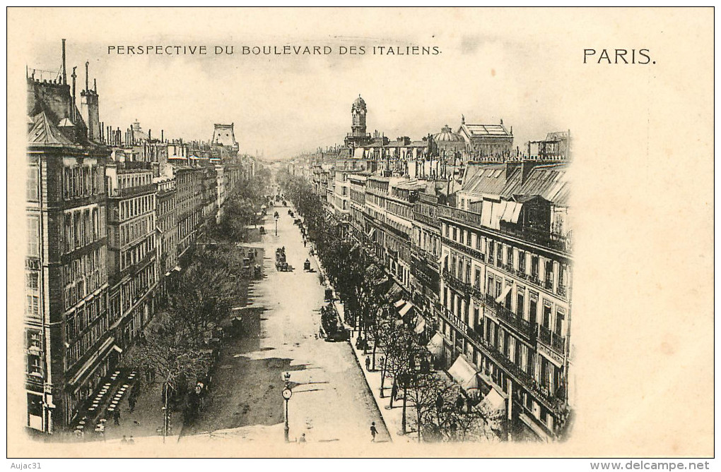 Dép 75 - Paris - Arrondissement 02 et Arrondissement 09 - Perspective du Boulevard des Italiens - bon état général