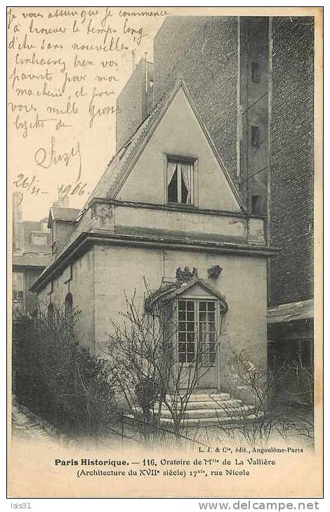 Dép 75 - Paris - Arrondissement 05 - Paris Historique - 116 - Oratoire de Mlle de La Vallière - 17 bis rue Nicole - état