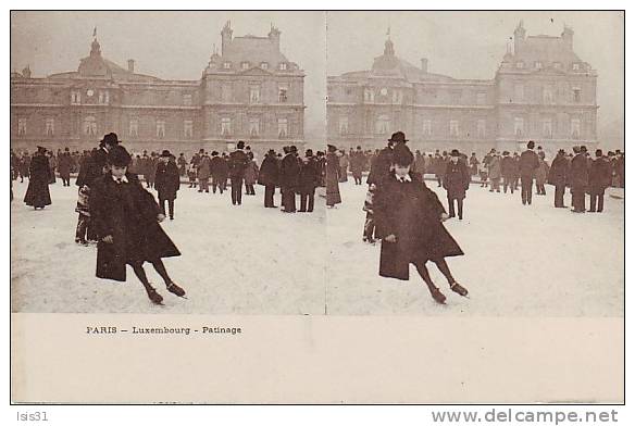 Dép 75 - Paris - Sports d'hiver - Cartes stérèoscopiques -  Q927 - Arrondissement: 06 - Luxembourg - Patinage - bon état