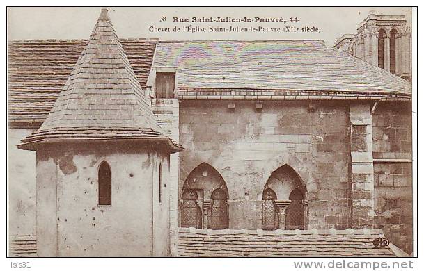 Dép 75 - Q913 - Paris - Arrondissement: 05 - Rue Saint Julien le Pauvre, 11 - Chevet de l´église  - bon état général