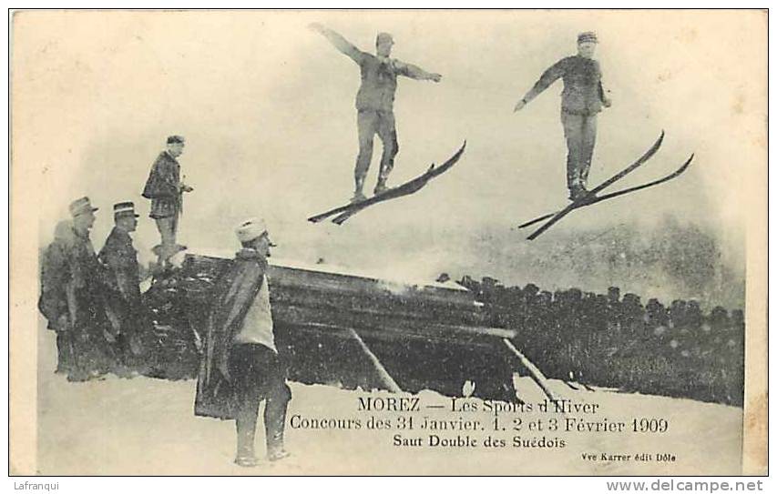 departement div- jura -ref F289- morez - les sports d hiver -ski -skieurs -concours fevrier 1909-carte bon etat   -