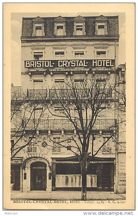 -depts div - ref: DD562- marne - reims - bristol crystal hotel - carte bon etat -