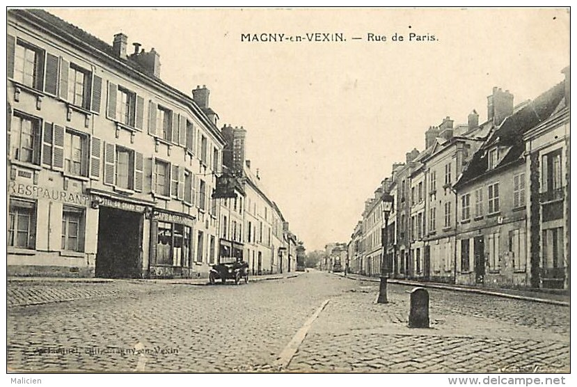 depts divers- val doise -BB781 - magny en vexin - rue de paris - restaurant hotel cafe du grand cerf - carte bon etat -