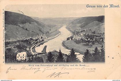 Deutschland - Blick vom Prinzenkopf auf Alf-Bullay und die Mosel - Verlag Charles Bernhoeft 1218 - Mosel-Postkarte 13