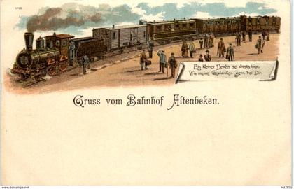 Gruss vom Bahnhof Altenbeken - Litho