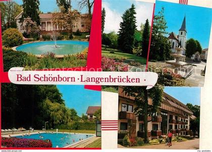 73208611 Langenbruecken Bad Schoenborn Kirche Brunnen Schwimmbad