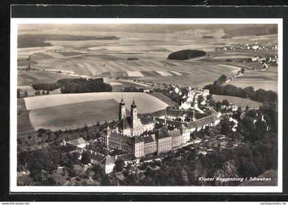 AK Roggenburg, Kloster mit Blick auf umliegende Felder