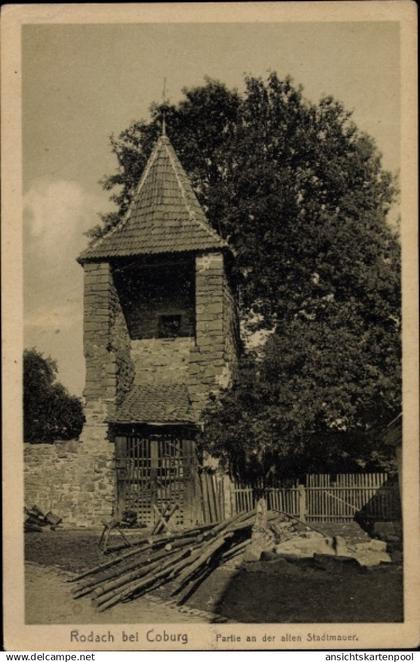 CPA Bad Rodach Oberfranken Bayern, Partie an der alten Stadtmauer