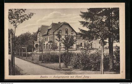 AK Beelitz, Anlagenpartie mit Hotel Jung