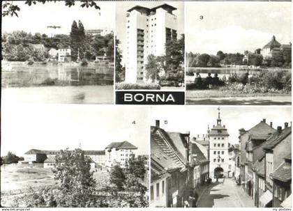 70101064 Borna Borna Teich Hochhaus Schule Kreiskrankenhaus Reichstor x 1980