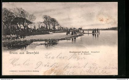 AK Hamburg-Bramfeld, Besucher im Restaurant Seehof, C. F. Bessler