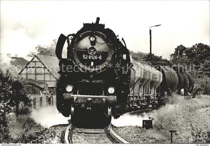 72117473 Golzow Brandenburg Dampflokomotive im Einsatz Baureihe 52 80 Ausfahrt