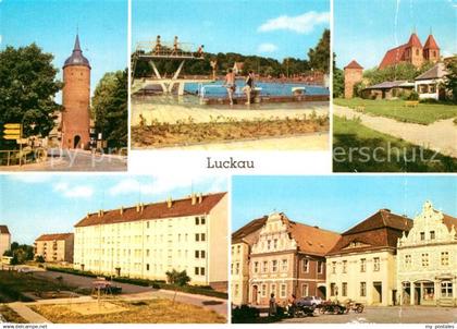 73013935 Luckau Niederlausitz Roter Turm Schwimmbad Nikolaikirche Wilhelm Pieck