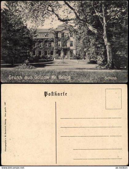 Ansichtskarte Golzow Gruss aus Golzow Kr. Belzig Schloss (Castle) 1907