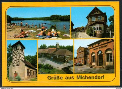 D1193 - TOP Michendorf Bahnhof Kirche Cafe Raststätte - Bild und Heimat Reichenbach - Qualitätskarte