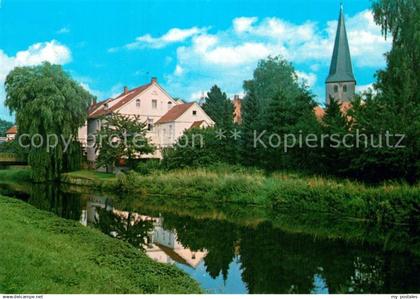 73000926 Buende Westfalen Partie an der Else mit Laurentiuskirche Buende Westfal