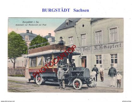 BURGSTÄDT-Automobile-OMNIBUSGESELLSCHAFT-Restaurant ZUR POST-Dt. KARTE-1909-!?