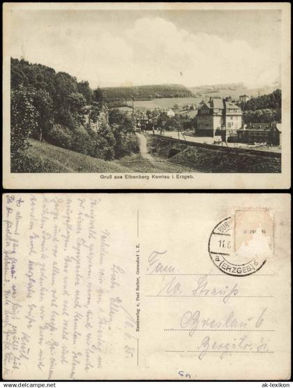 Ansichtskarte Kemtau (Erzgebirge)-Burkhardtsdorf Stadt und Bahnhof 1925