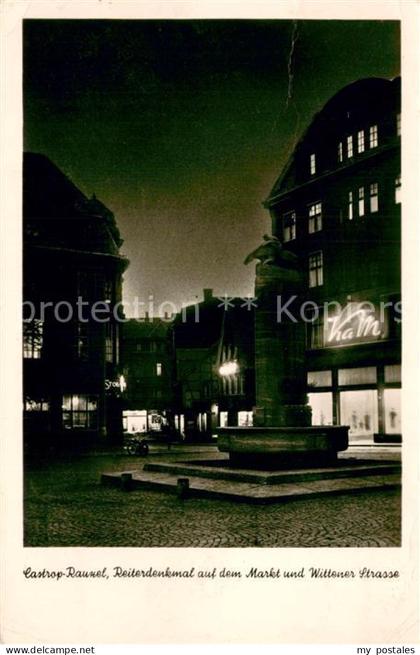 73752774 Castrop-Rauxel Reiterdenkmal Markt Wittener-Strasse Nachtaufnahme Castr