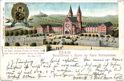 Cham - Mariahilfkirche und Kloster - Litho