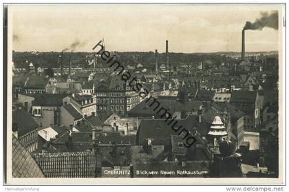 Chemnitz - Blick vom Neuen Rathausturm - Foto-Ansichtskarte - Verlag Emil Neubert Chemnitz