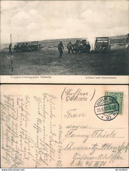 Ansichtskarte Dallgow-Döberitz Artillerie  Scharfschiessen 1912 Stempel Berlin