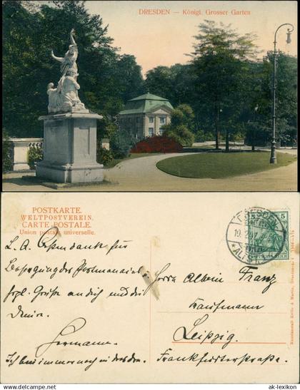 Seevorstadt-Ost/Großer Garten-Dresden Großer Garten, Statue - Haus 1907