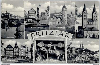 70657743 Fritzlar Fritzlar Rolandbrunnen Bleichentor Turm Rathaus Relief * Fritz