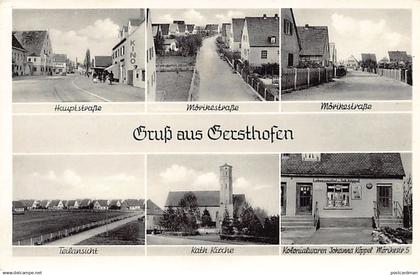 GERSTHOFEN (BY) Mehrfachansicht - Hauptstrasse - Mövikestrasse - Teilansicht - Kath. Kirche - Kolonialwaren Johanna Köpp