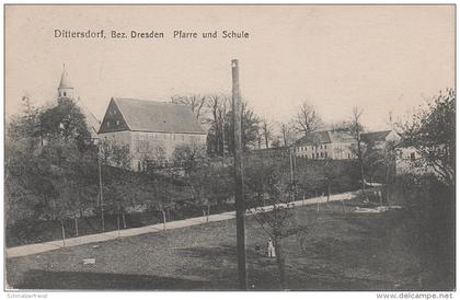 AK Glashütte Dittersdorf Stempel Kirche Pfarre Schule bei Liebstadt Johnsbach Schlottwitz Bärenstein Altenberg Geising