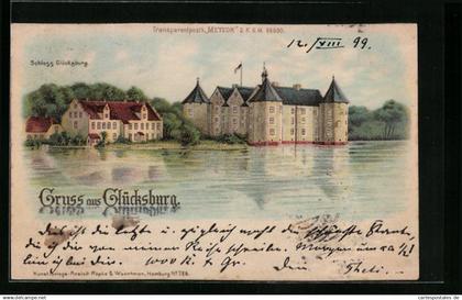 Lithographie Glücksburg, Schloss Glücksburg, Halt gegen das Licht