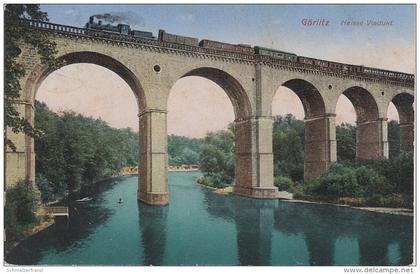 AK Brücke Görlitz Eisenbahn Neisse Viadukt Zug Zgorzelec Schlesien Strecke Dresden Kohlfurt Bunzlau Breslau