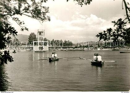 Grossschoenau Sachsen Waldstrandbad Bootfahren