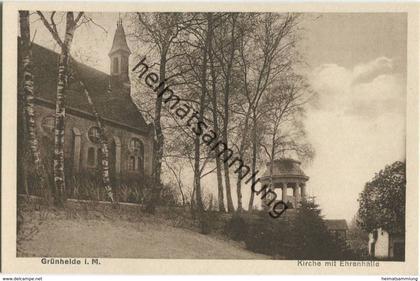 Grünheide i. M. - Kirche mit Ehrenhalle 1926 -  Verlag W. Meyerheim Berlin