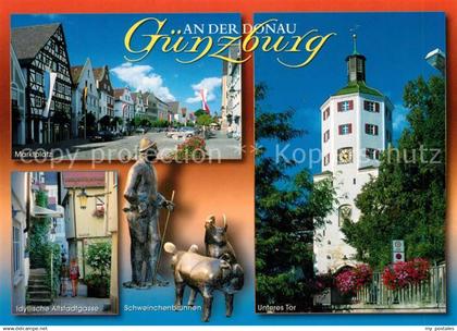 73178957 Guenzburg Unteres Tor Schweinchenbrunnen Marktplatz Guenzburg