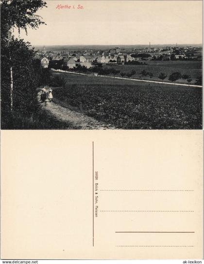 Ansichtskarte Hartha 2 Mädchen auf dem Feldweg nach Hartha 1913